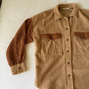 12th Tribe x The Salty Blonde - Tan and Brown Sherpa Shacket